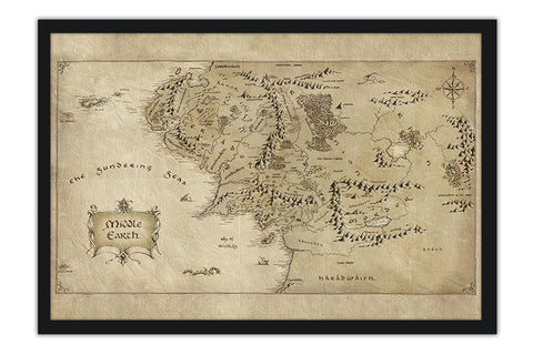 Poster Mapa da Terra Média - Hobbit e Senhor dos Anéis