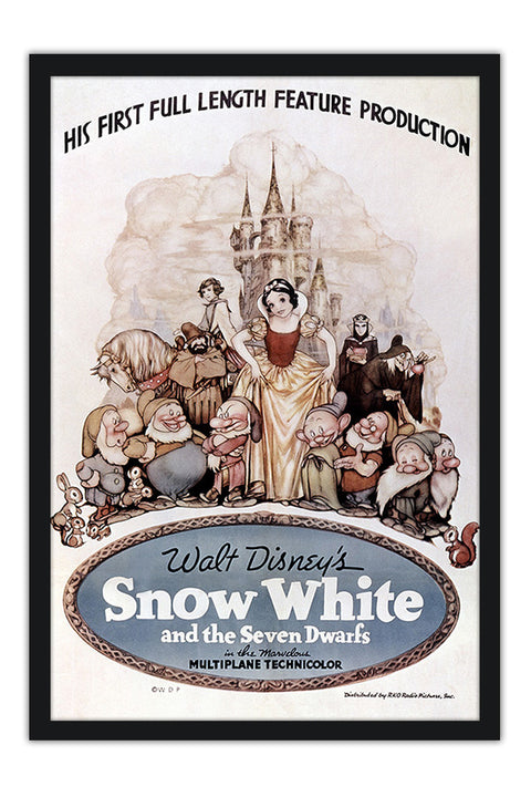 Poster Branca de Neve e os Sete Anões - Vintage - Retrô - Princesa - Filmes - Clássicos Disney - Infantil
