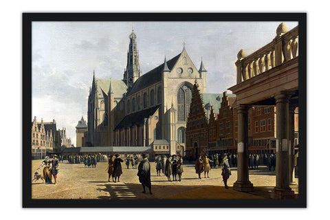 Poster Berckheyde Gerrit Adriaensz - The Market Place And The Grote Kerk At Haarlem - Obras de Arte