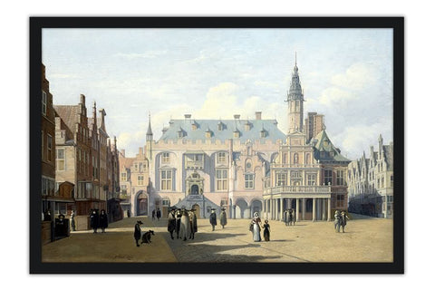 Poster Berckheyde Gerrit Adriaensz - The Market Place And Town Hall Haarlem - Obras de Arte