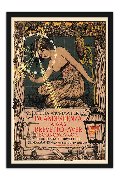 Poster Incandescenza A Gas Brevetto Aver - La Belle Époque - Vintage