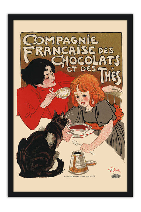 Poster Compagnie Francaise des Chocolats Et Des Thes - La Belle Époque - Vintage