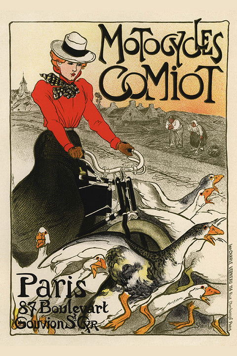 Poster Motocycles Comiot - La Belle Époque - Vintage