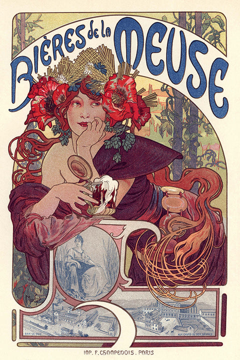 Poster Bieres de la Meuse - La Belle Époque - Vintage