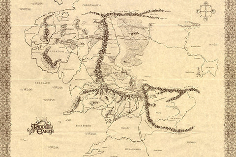 Poster Middle Earth Map - Mapa da Terra Média - Hobbit - Mapas