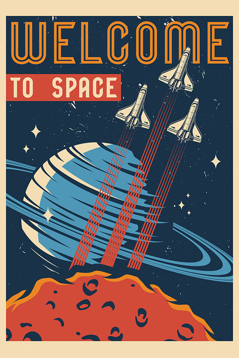 Poster Welcome to Space - Coleção - Retrô - Vintage