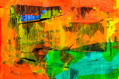 Poster Abstrato - Colors - Laranja e Verde - Arte Decorativa