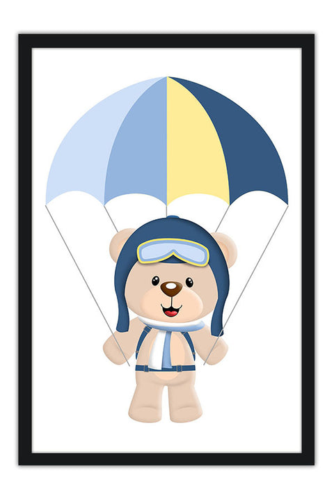 Poster Paraquedas - Urso - Quarto De Bebê - Baby Room - Infantil