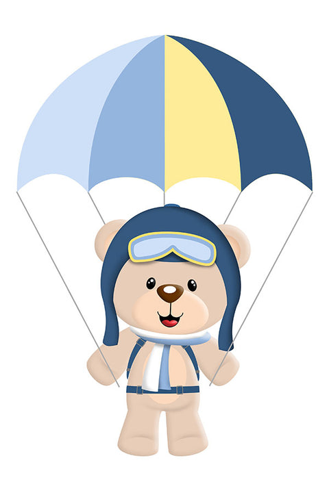 Poster Paraquedas - Urso - Quarto De Bebê - Baby Room - Infantil