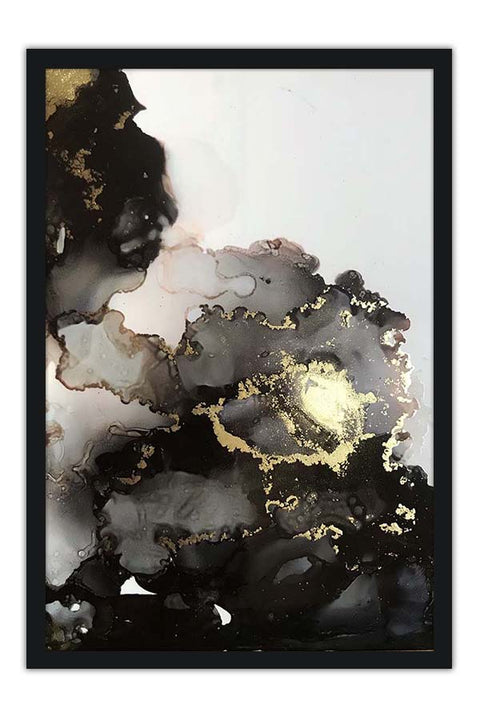 Poster Abstrato - Dourado e Cinza - Arte Decorativa
