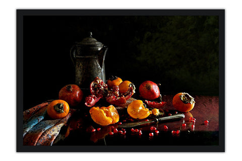 Poster Romã e Caqui - Frutas - Cozinha - Chef - Comida - Culinária