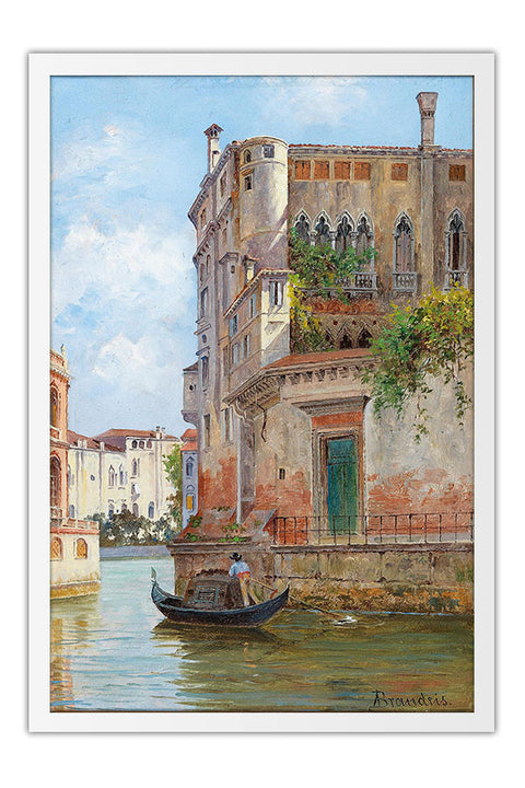 Poster Canal de Veneza - Antonietta Brandeis - Obras de Arte - Moldura branca