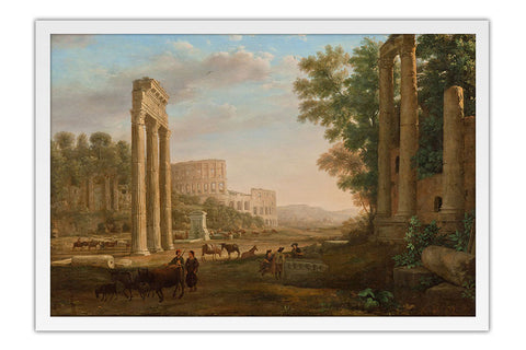 Poster Capriccio with Ruins of the Roman Forum - Claude Lorrain - Obras de Arte - Moldura branca