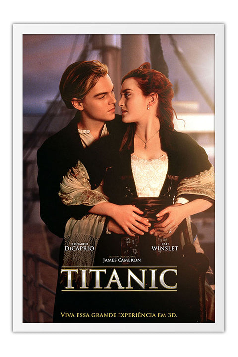 Poster Titanic - Leonardo DiCaprio e Kate Winslet - Romance - Filmes - Moldura branca