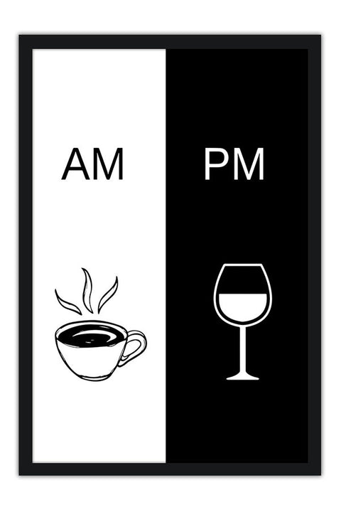 Poster AM/PM - Vinho - Café - Cozinha - Frases