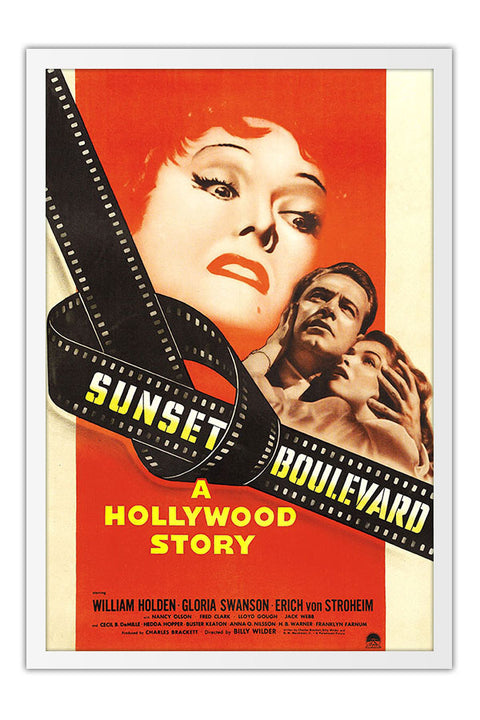 Poster Crepusculo dos Deuses Sunset Boulevard - Cinema - Clássico - Vintage - Filmes - Moldura branca