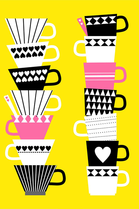 Poster Xicaras de Café - Coffee - Culinária - Chef - Cozinha - Frases - Xícaras - Comida