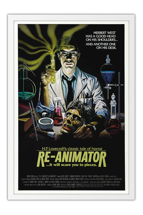 Poster Re Animator a Hora dos Mortos Vivos - Cult - Terror - Filmes - Moldura branca