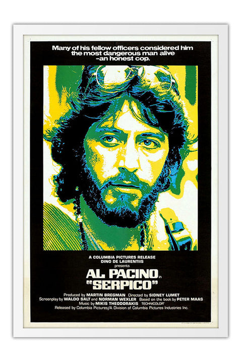 Poster Serpico Al Pacino - Vintage - Clássico - Filmes - Moldura branca