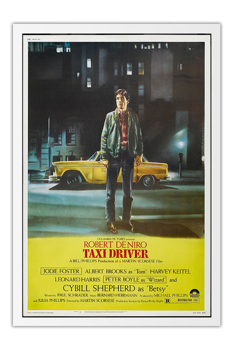 Poster Taxi Driver Motorista de Taxi - Clássico - Cult - Filmes - Moldura branca