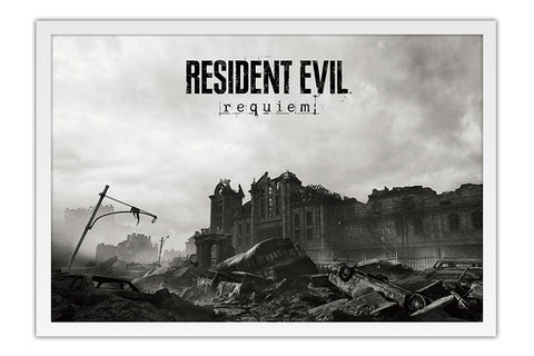 Poster Resident Evil Requiem - Ação - Terror - Sobrevivência - Games - Moldura branca