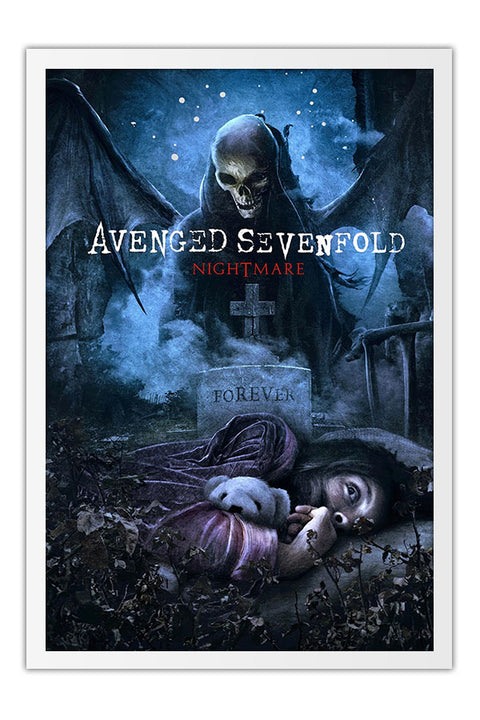Poster Avenged Sevenfold Nightmare - Bandas de Rock - Moldura branca
