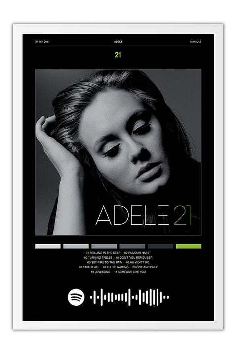 Poster Adele 21 - Blackprint - Artistas Pop - Moldura branca