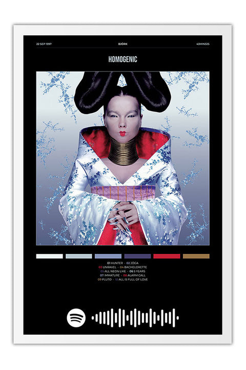 Poster Björk Homogenic - Blackprint - Artistas Pop - Moldura branca