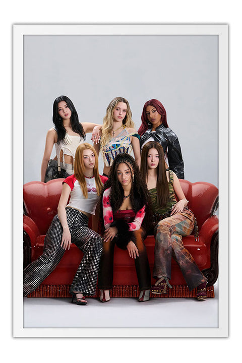 Poster KATSEYE - K-Pop - Artistas Pop - Moldura branca