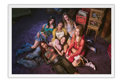 Poster KATSEYE - K-Pop - Artistas Pop - Moldura branca