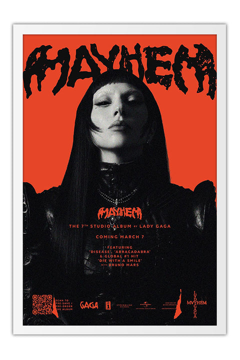 Poster Lady Gaga Mayhem - Artistas Pop - Moldura branca
