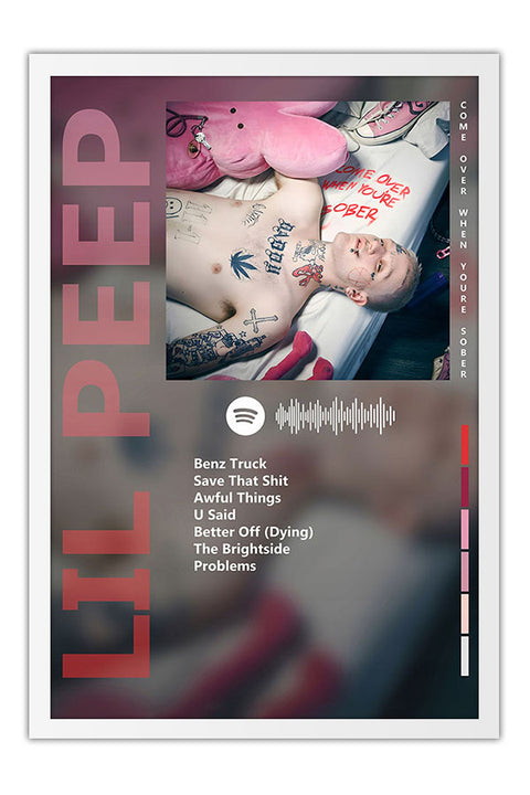 Poster Lil Peep Come Over When You Are Sober - Artistas Pop - Moldura branca