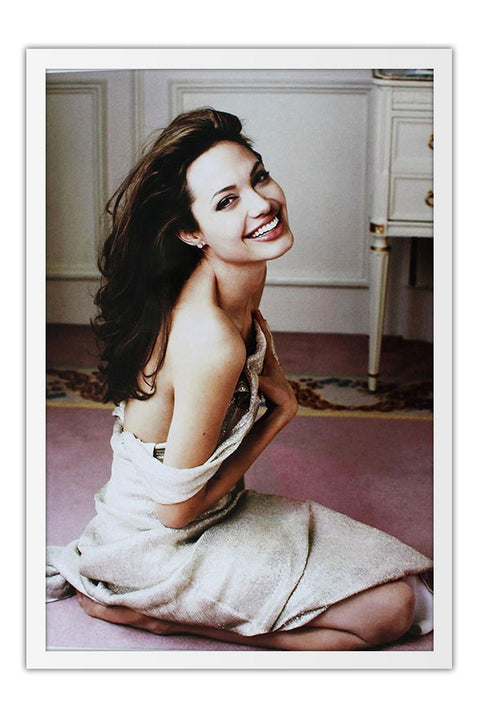 Poster Angelina Jolie - Atrizes - Moldura branca