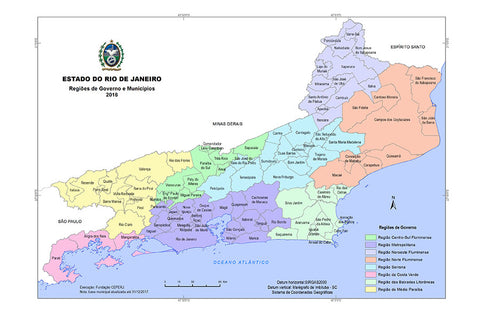 Poster Mapa Rio de Janeiro Municípios - Geografia - Mapas - Pôster sem moldura