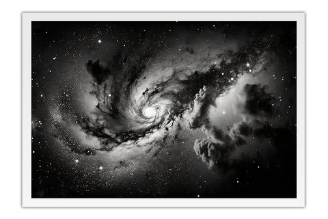 Poster Galáxia - Universo - Moldura branca