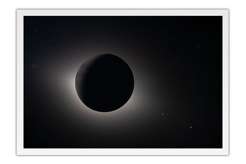 Poster Missão Artemis II - Eclipse - Universo - Moldura branca