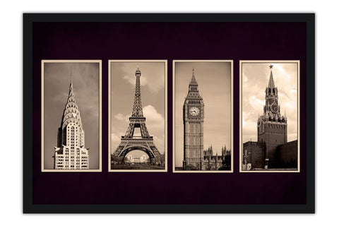 Poster New York - Paris - Londres - Moscow - Paisagens