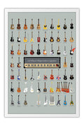Poster Guitarra - Tabela de Guitarras Históricas - Instrumentos Musicais