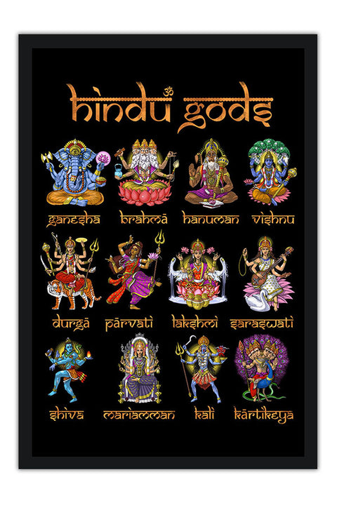 Poster Deuses do Hinduismo - Ganesha - Brahma - Vishnu - Lakshimi - Shiva - Religião