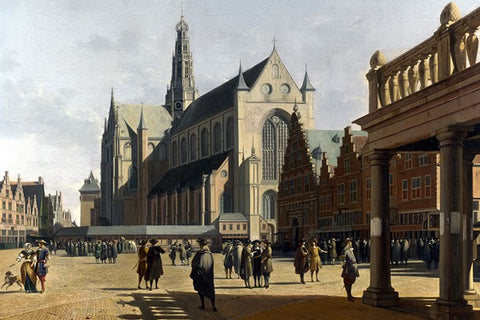 Poster Berckheyde Gerrit Adriaensz - The Market Place And The Grote Kerk At Haarlem - Obras de Arte