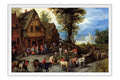 Poster Brueghel Jan The Elder - A Village Street With The Holy Family Arriving At An Inn - Obras de Arte