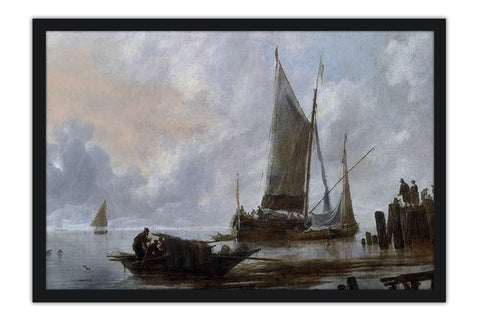 Poster Cappelle Jan Van de - Vessels Moored Off A Jetty - Obras de Arte