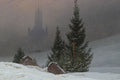 Poster Friedrich Caspar david - Winter Landscape With Church - Obras de Arte