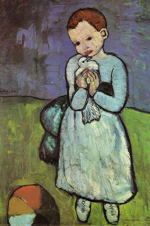 Poster Pablo Picasso - Child Holding A dove 1901  - Obras de Arte