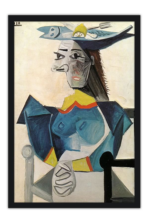 Poster Pablo Picasso - Woman In A Fish Hat 1942  - Obras de Arte