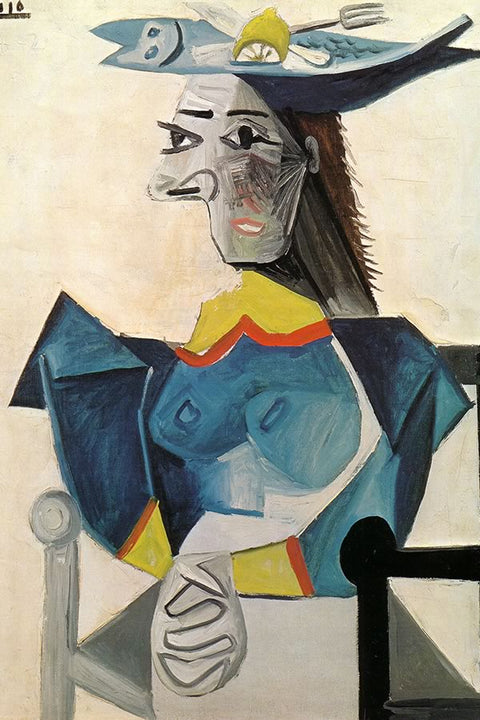 Poster Pablo Picasso - Woman In A Fish Hat 1942  - Obras de Arte