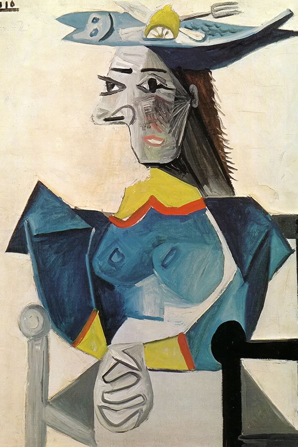 Poster Pablo Picasso - Woman In A Fish Hat 1942  - Obras de Arte