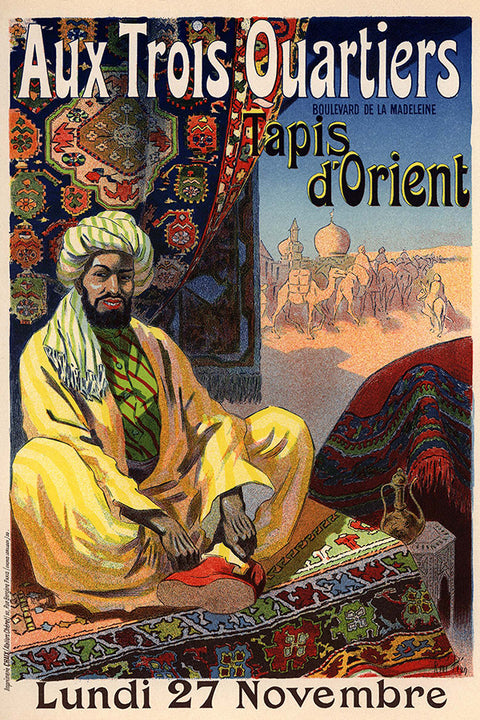 Poster Aux Trois Quartiers Tapis D'Orient - La Belle Époque - Vintage