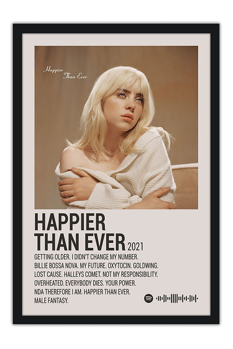 Poster Billie Eilish - Estilo Fotografia Vintage - Happier Than Ever - Artistas Pop