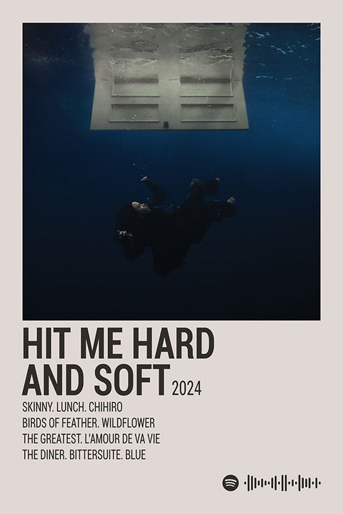 Poster  Billie Eilish - Estilo Fotografia Vintage - Hit Me Hard And Soft - Artistas Pop